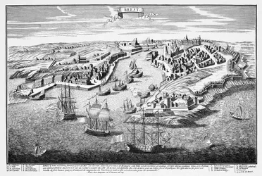 Perspektivische Ansicht der Stadt Brest vom Hafen aus im 17. Jahrhundert